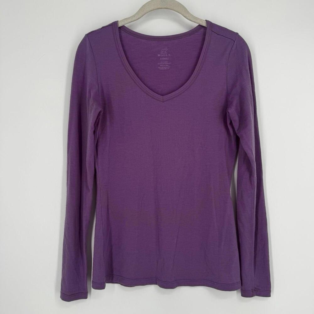 Wool x shirt top womens xs purple merino hiking outdoor gorpcore granola girl